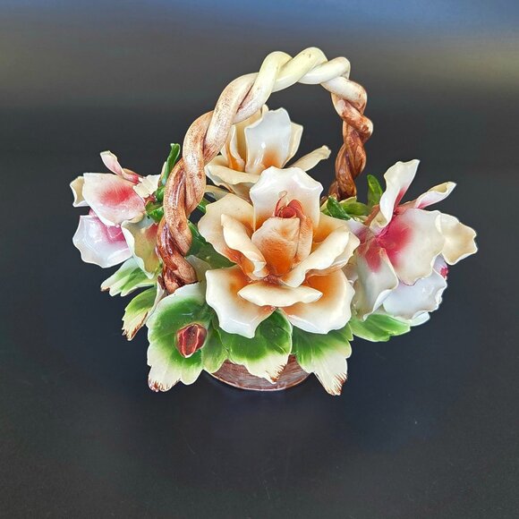 Vintage Capodimonte Ceramic Floral Basket – Italy - Picture 8 of 12